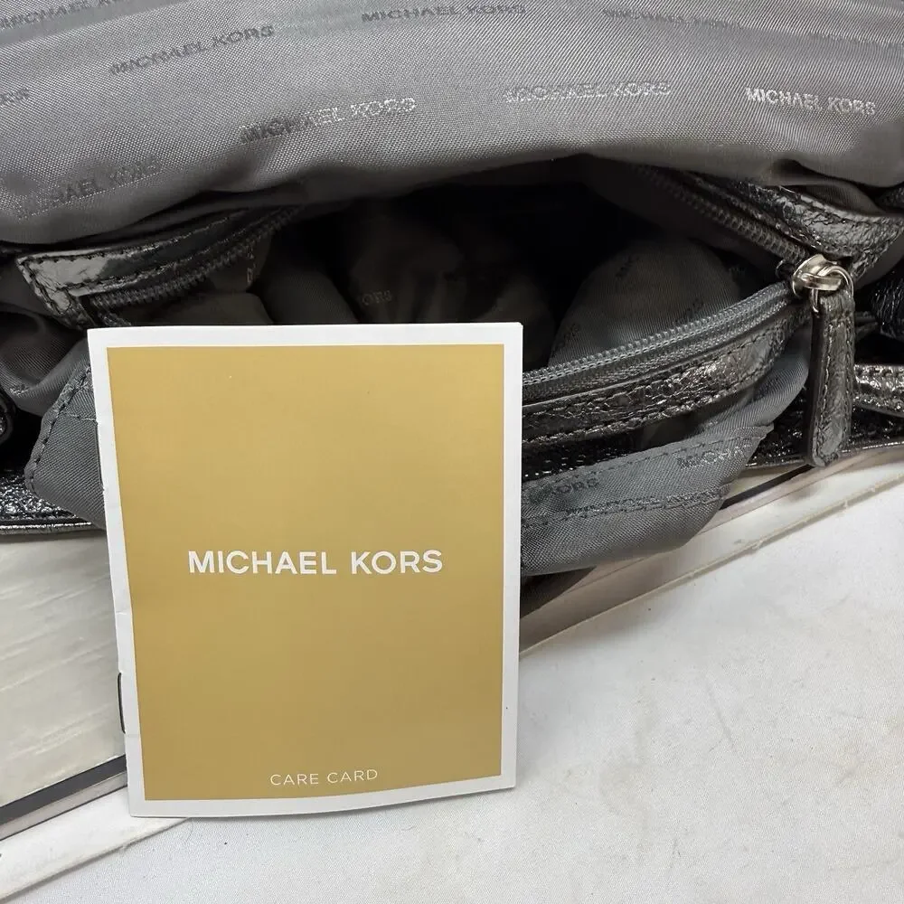 Michael Kors Quilted Sloan Metallic Silver Shoulder Bag Chain Strap